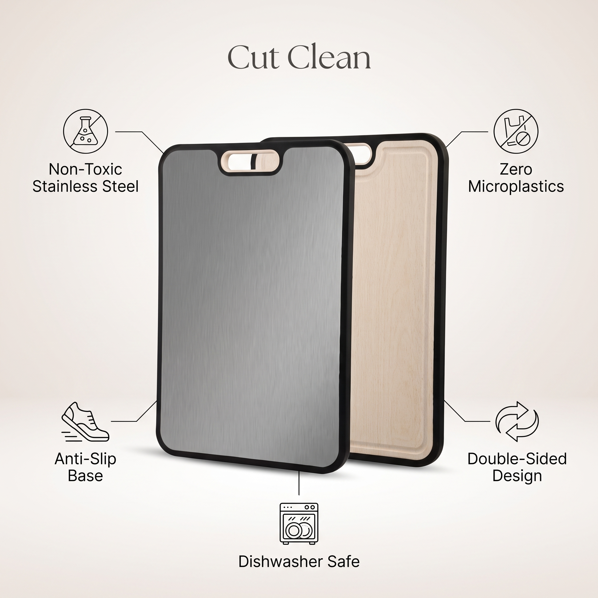 2-in-1 Stainless Steel Non-Toxic Cutting Board